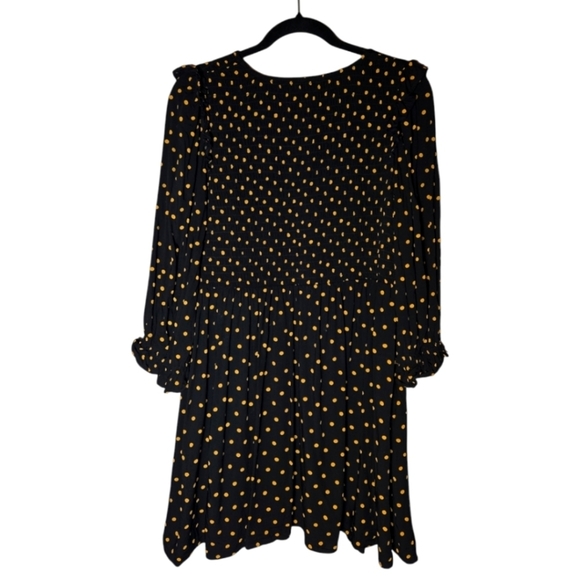 Madewell Black Polka dot Smocked Lucie Dress Size Medium - Picture 7 of 9